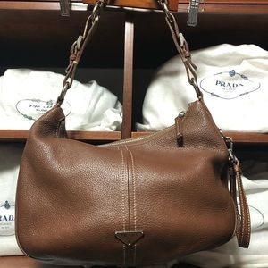 Authentic Prada Vitello Daino Leather Hobo Bag